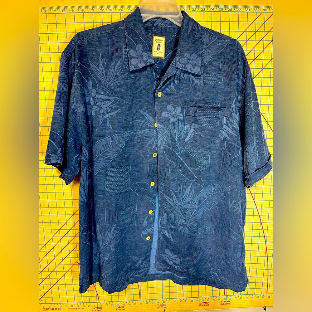 Jamaica Jaxx Men's XL Silk Camp Button Shirt HAWAIIAN Casual Island Pigment Dyed